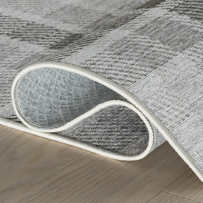 Dash & Albert Andri Plaid Black Machine Washable Rug, Runner-2.5 X 8 Feet, Black/White Plaid Pattern