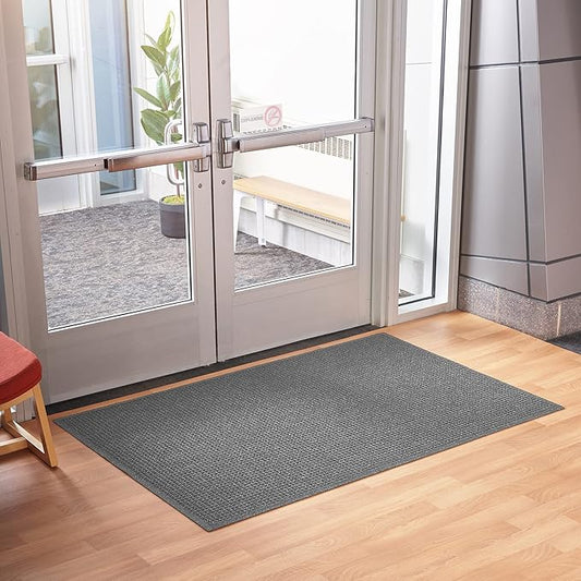 Consolidated Plastics Aquasorb Classic Indoor/Outdoor Entrance Floor Mat with Non-Slip Rubber Backing, Fabric Border, Stain Resistant and Quick Drying Commercial Grade (35" x 45", Gray)