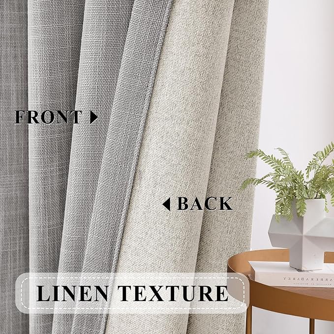 Macochico Blackout Curtains for Sliding Door Pinch Pleated Linen Curtains with Hooks Full Blackout Room Divider for Bedroom Living Room Thermal Curtains with Tieback Ivory White 100" Wx84 L 1 Panel