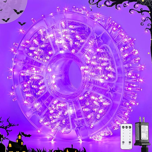 JMEXSUSS 400 LED Purple Lights Halloween Decor, 132 ft Halloween String Lights Plug in with Remote, 8 Modes Purple Christmas Lights Indoor Outdoor for Garden Patio Party Haunted House Ghost Decoration