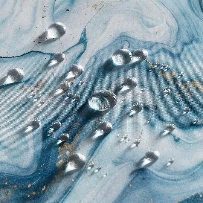 Renaiss Blue Marble Shower Curtain Modern Abstract Blue White Ombre Luxury Art Bathroom Shower Curtain Glitter Waterproof Shower Curtains Set with Hooks Pretty Bathtub Decor 36" W x 72" L