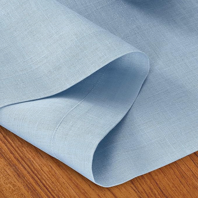 D'Moksha Homes Linen Powder Blue Table Runner 90 Inches Long - 100% Pure Linen 14 x 90 Inch Table Runner for Dining, Fall, Autumn and Halloween - Machine Washable
