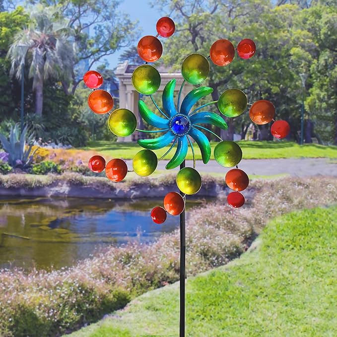 39" Metal Wind Spinners, Wind Sculptures Garden Stake,Outdoor Windmill for Yard and Garden Lawn Patio Decor