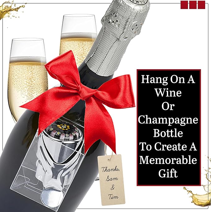Wine Stopper & Champagne Stopper All In One - Patented Seal, Preserves Bubbles & Taste for Prosecco, Cava, and Wine – 1 Pro Grade Evan James Bottle Stopper With Hanging Gift Box