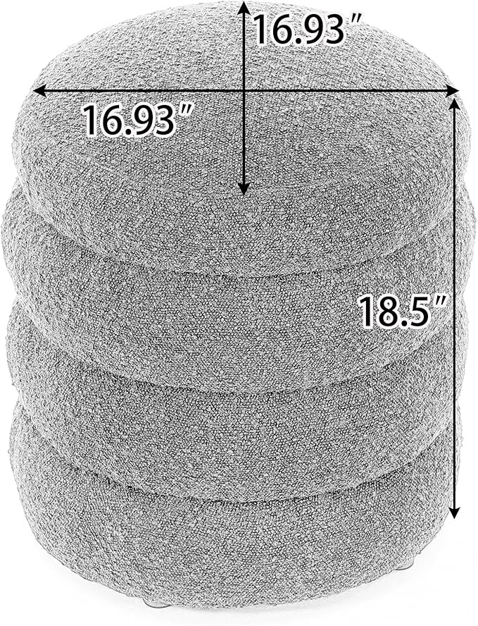 Small Foot Stool Ottoman Cute Vanity Stool Foot Rest Round Mushroom Ottomans Modern Boucle Footstool Shoe Stool for Couch for Living Room Bedroom Entrance Black
