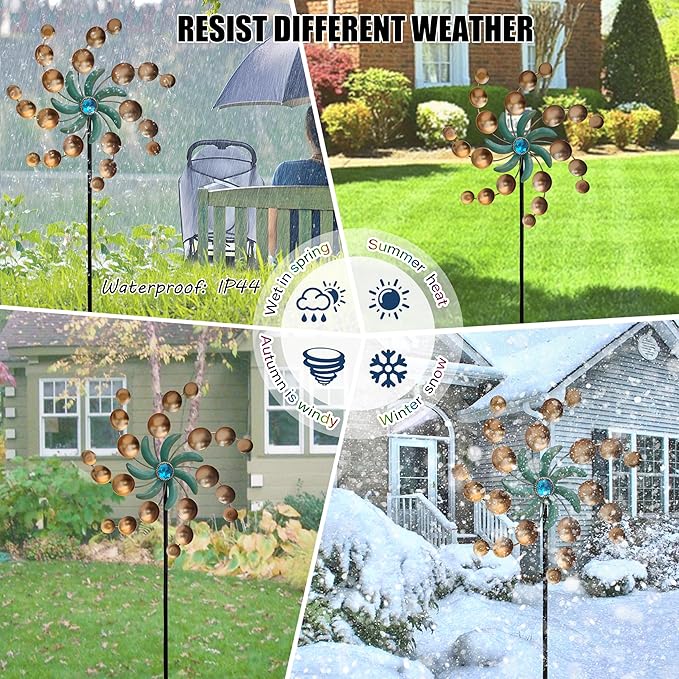 39" Metal Wind Spinners,Wind Sculptures Garden Stake Decorations,Outdoor Windmill for Yard and Garden Lawn Patio Decor(Bronze)