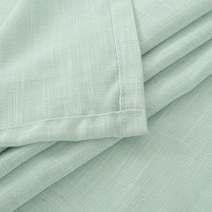 BGment 40 Inch Length Sage Green Linen Curtains for Short Window - Rod Pocket Light Filtering Drapes Natural Textured for Cafe Bedroom Decorative Lightweight Rustic, 2 Panels Set, 42 X 40 Inch