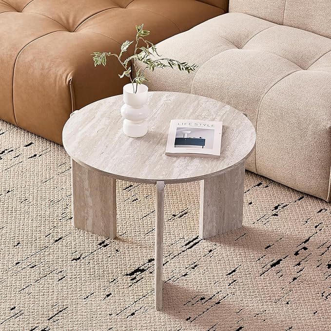 Round Nesting Coffee Tables Set of 2 for Living Room [Interchangeable Height] φ27.6 + φ19.7 Mid Century Modern Circle Side Tables for Bedroom Office Studio Apartment