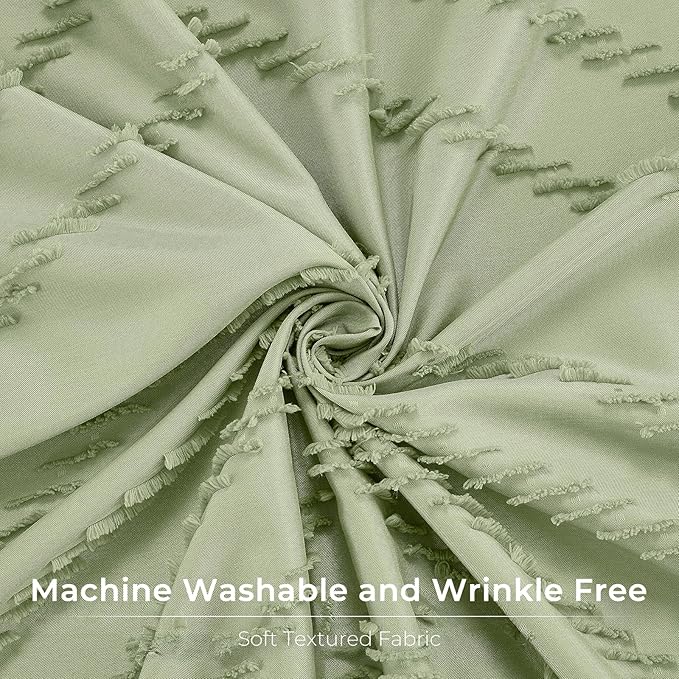 Green Shower Curtain 78 Inches Long Boho Shower Curtain Chic Tufted Chevron Textured Striped Fabric Shower Curtains Modern Minimalist Shower Curtains for Bathroom 72 x 78