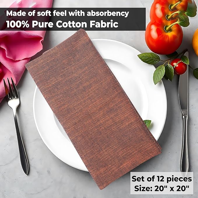Urban Villa Cloth Napkins Halloween Dinner Napkins (Set of 12) 20"x20" 100% Cotton Slub Black/Orange Chambray Absorbent Napkins Soft Durable Reusable Washable Ideal for Everyday wedding Parties Events