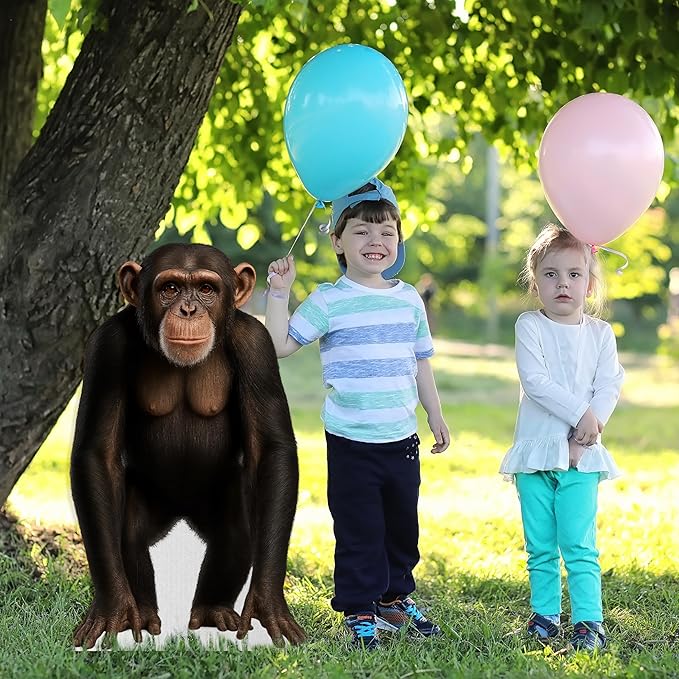 Chimpazee Life Size Standee - 3FT Freestanding Coroplast Cutouts | Jungle Animal Standup Photo Booths, Jungle Party, Birthday & Halloween Decorations