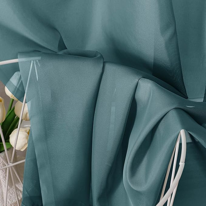 Aiyufeng Dusty Blue Sheer Curtains 84 Inches Long 2 Panels Set, Light Filtering Soft Airy Voile Rod Pocket Dusty Blue Sheer Window Drapes for Bedroom Living Room, Each 40Wx84L Inches