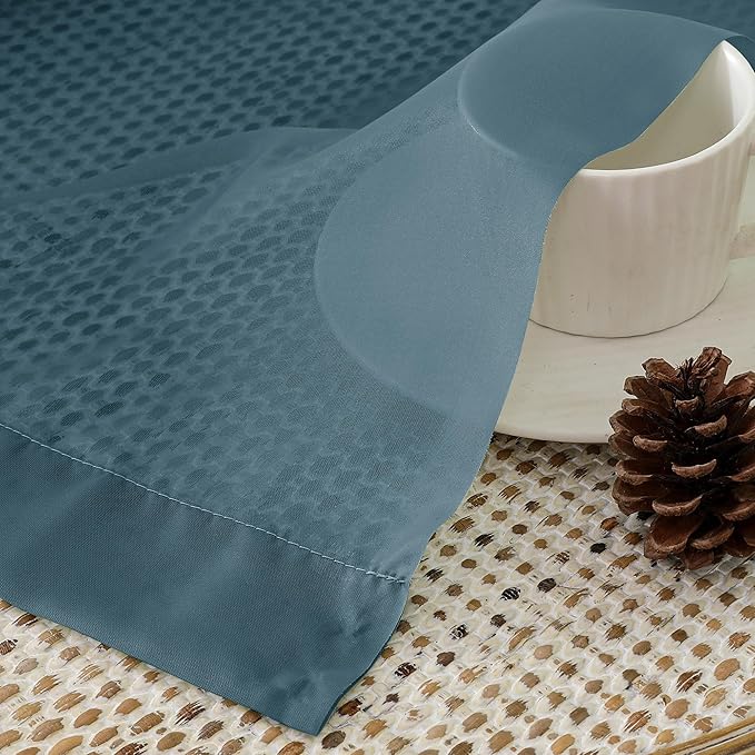 Aiyufeng Dusty Blue Sheer Curtains 45 inches Long, Short Kitchen Window Treatment Solid Sheers Cafe Curtains Bathroom Voile Half Window Curtains 2 Panels, Rod Pocket, 42" Wx45 L