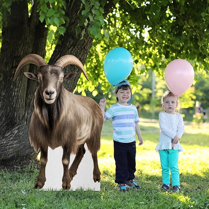 Goat Life Size Standee - 4FT Freestanding Coroplast Cutouts | Farm Animal Standup Photo Booths, Birthday & Halloween Decorations