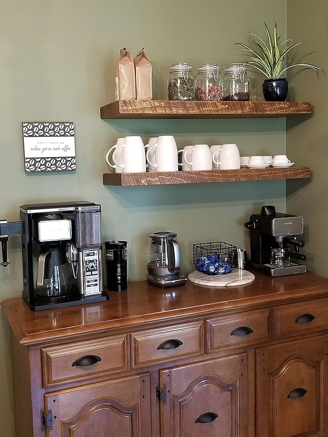 joelsantiques 36 Inch Wooden Floating Shelves for Wall - 36x6x2 in - Made of Natural Wood - Long Heavy Duty Rustic Wall Shelves for Bedroom - Perfect for Living Room, Kitchen - Medium Brown