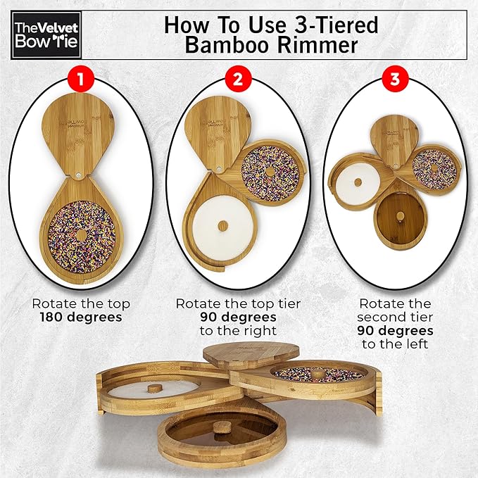 | Margarita Salt Rimmer Set | 3 Tiered Bamboo Glass Rimmer | Handheld Citrus Juicer | Sugar and Salt Rimmer for Cocktails | Cocktail Accessories for Drinks