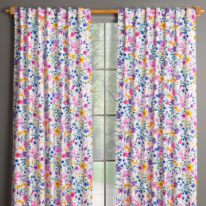 Maison d'Hermine Curtains for Living Room 100% Cotton 84 inch Length Two Panels Window Curtains for Bedroom with Loop & Rod Pockets - Maia, 50" W x 84" L