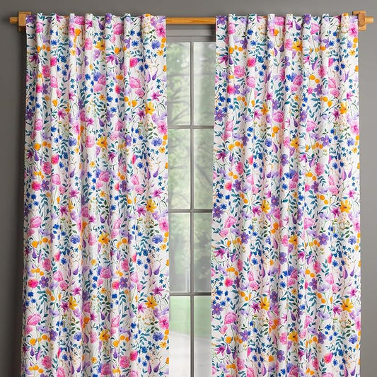 Maison d'Hermine Curtains for Living Room 100% Cotton 84 inch Length Two Panels Window Curtains for Bedroom with Loop & Rod Pockets - Maia, 50" W x 84" L