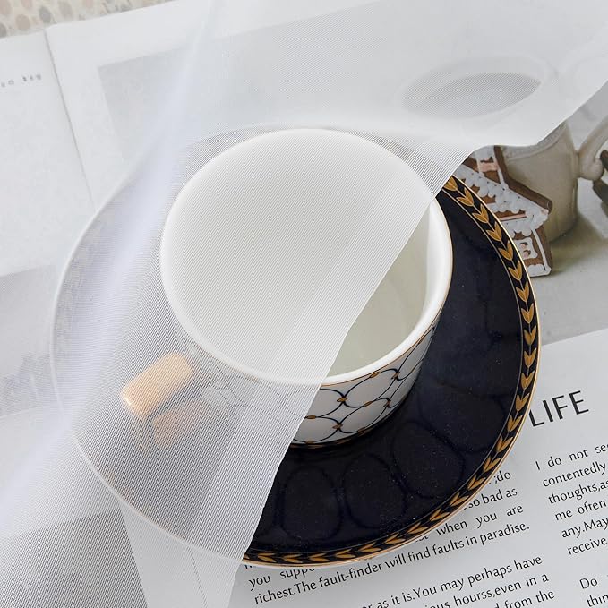 Aiyufeng Long Sheer White Curtains - Transparent Light Weight Soft Window Treatment Curtain Panels with Rod Pocket Top for Patio Door/Living Room (W42 x L90, 2 Panels)