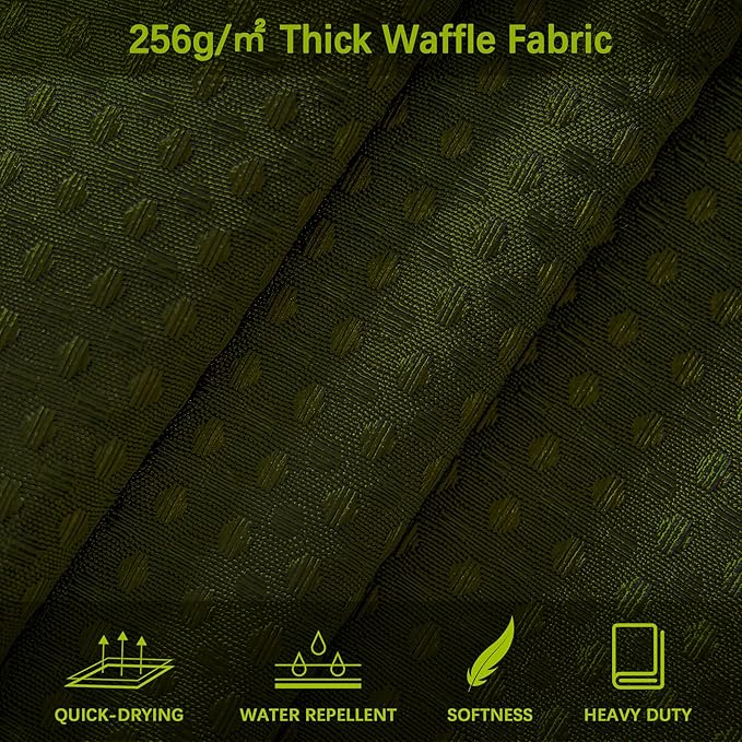 Long Waffle Army Green Shower Curtain, Heavy Duty Fabric Shower Curtain with Waffle Weave Hotel Quality Bathroom Shower Curtains, 72 x 78 Inches