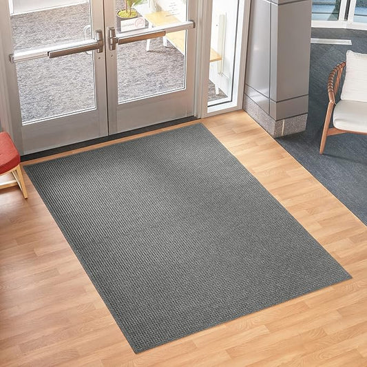 Consolidated Plastics Aquasorb Classic Indoor/Outdoor Entrance Floor Mat with Non-Slip Rubber Backing, Fabric Border, Stain Resistant and Quick Drying Commercial Grade (35" x 116", Gray)