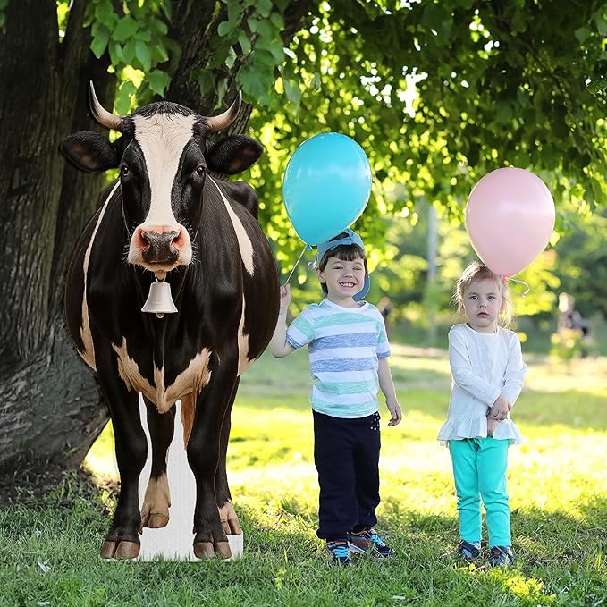 Cow Life Size Standee - 5FT Freestanding Coroplast Cutouts | Farm Animal Standup Photo Booths, Birthday & Halloween Decorations