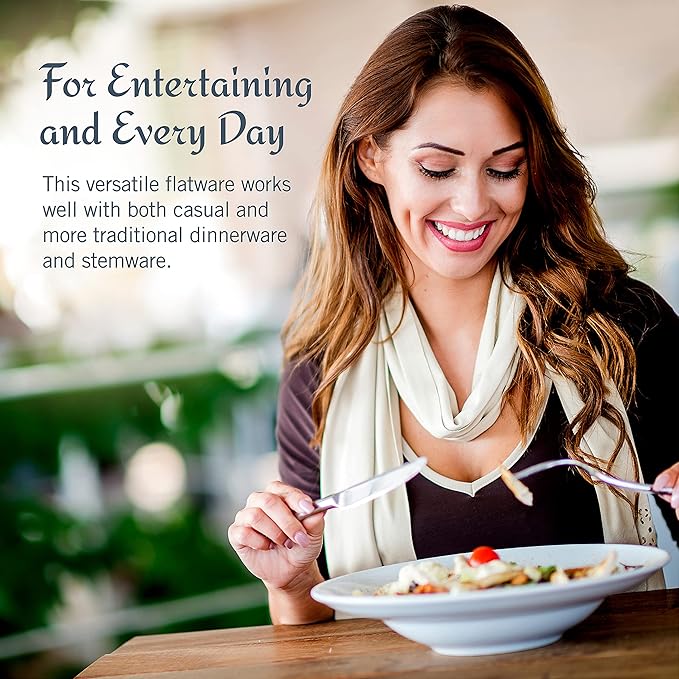 Mikasa, Gold Accent Regent Bead Flatware Service for 12, 65 Piece Set, 18/10 Stainless Steel, Silverware Set with Serving Utensils