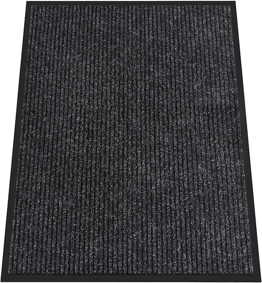 Indoor Outdoor Door Mat, 4' x 3' Doormat for Entryway, Rubber Backing Non Slip Front Door Mat Outside Entrance, Super Absorbent Commercial Floor Mat for Home Office, Black