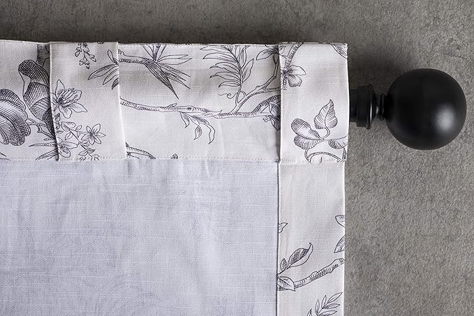 Maison d' Hermine Curtains for Living Room 100% Cotton 96 inch Length One Panel Light Filtering Toile Curtains for Bedroom Windows with Rod and Loop Pockets Drapes (Jouy Paradise Grey, 50" W x 96" L)