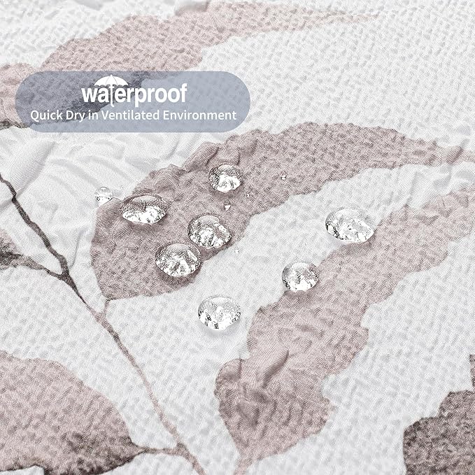 QiyI Watercolor Wildflowers Shower Curtain, Minimalist Grey Poppies Cloth Bath Curtain, Embossed Butterflies Botanical Flower Bathroom Curtain, Waterproof Fabric Shower Curtain Set with Hooks, 72x72