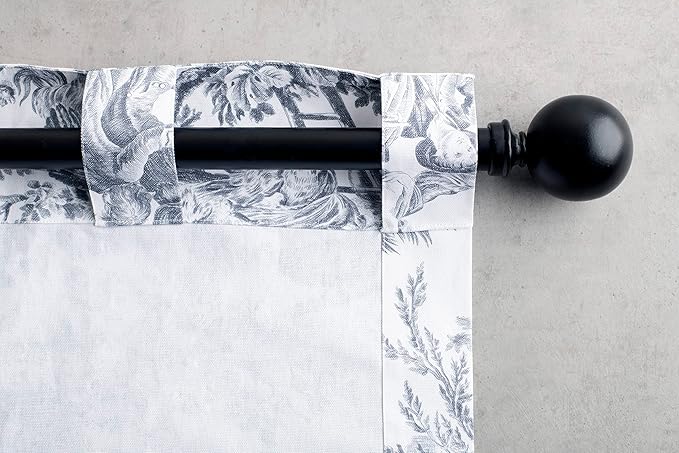 Maison d' Hermine Curtains for Living Room 100% Cotton 108 inch Length One Panel Light Filtering Toile Curtains with Rod and Loop Pockets (The Miller Paloma Gray (White Background), 50" W x 108" L)