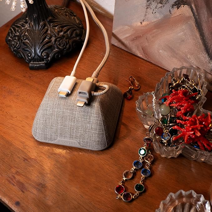 Smartish® Magnetic Cord Holder - Cable Wrangler Organizer with Magnet Clips for Charger Management on Desktop, Nightstand, or Side Table for All Cables, USB-C, Lightning Cables - I'm Blushing