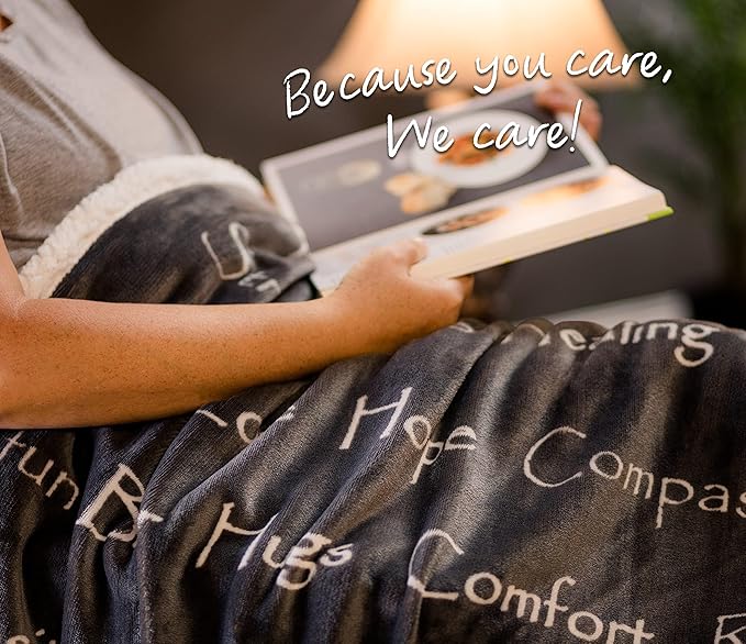 Chanasya Premium Sympathy Warm Hugs Gift Throw Blanket - for Positive Energy Love Support Comfort Sympathy - Cancer Chemo Surgery Get Well Gift Blanket - Women Men Friend (60x70 Inches) Gray