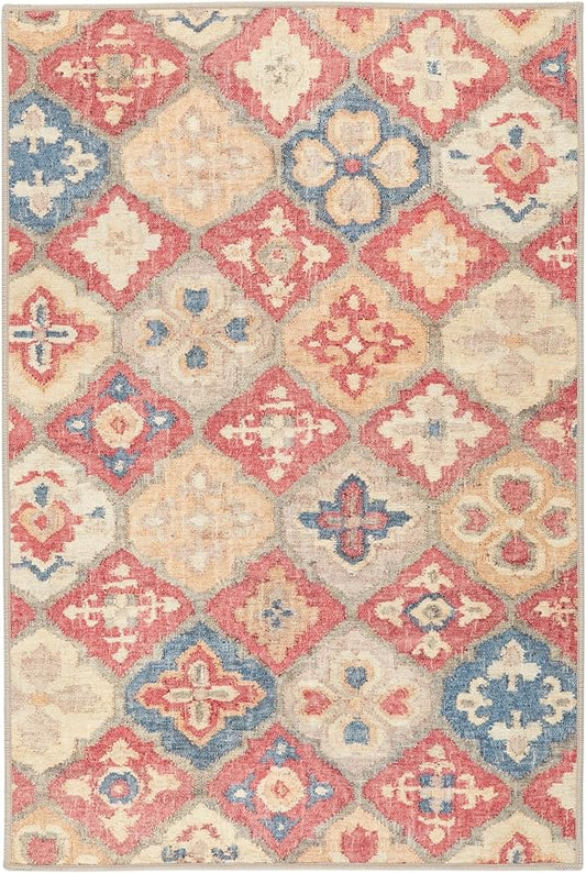 Dash & Albert Pali Multi Machine Washable Rug, 7.5 X 9.5 Feet, Multicolored/Oranges Geometric Pattern