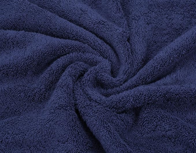 American Soft Linen Premium 3 Piece Towel Set, 1 Bath Towel 1 Hand Towel 1 Washcloth, 600 GSM 100% Cotton Turkish Towels for Bathroom, Navy Blue Towel Set
