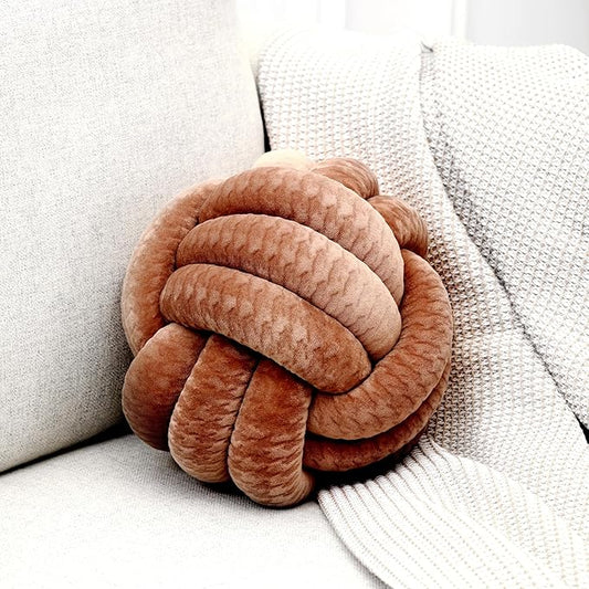 Petrella Knot Pillows Ball Round Throw Pillows Home Decor Cushion Decorative Aesthetic Throw Pillows，Khaki 8inch