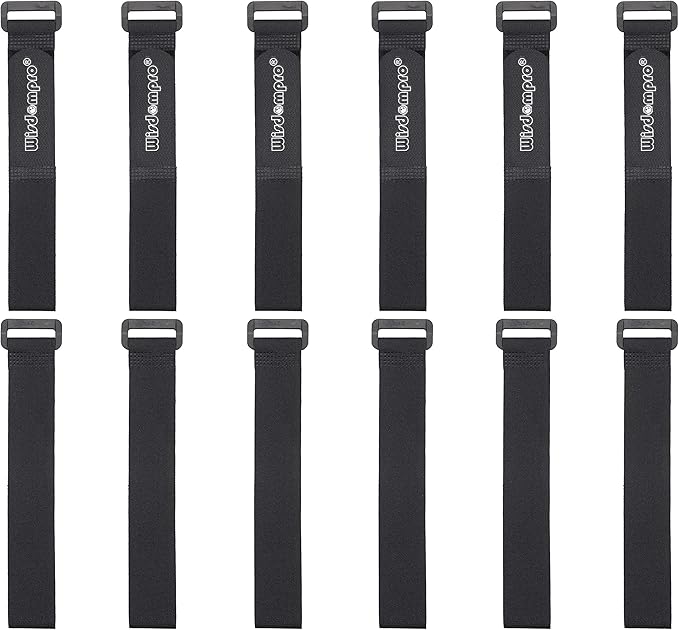 12 Pack 1 x 12 Inches Hook and Loop Reusable Fastening Cable Tie Down Straps by Wisdompro - Reusable, Durable Functional Ties to Keep Your Home, Office, Workspace from Tangled Messes of Cords