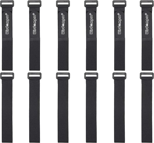 12 Pack 1 x 12 Inches Hook and Loop Reusable Fastening Cable Tie Down Straps by Wisdompro - Reusable, Durable Functional Ties to Keep Your Home, Office, Workspace from Tangled Messes of Cords