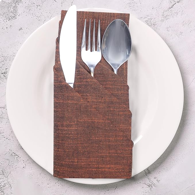 Urban Villa Cloth Napkins Halloween Dinner Napkins (Set of 12) 20"x20" 100% Cotton Slub Black/Orange Chambray Absorbent Napkins Soft Durable Reusable Washable Ideal for Everyday wedding Parties Events