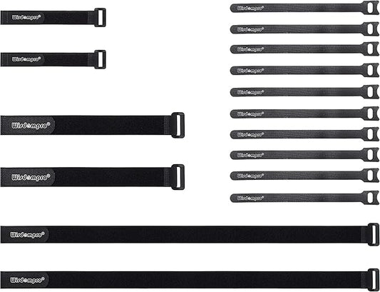 16 Pack Mixed Size Hook and Loop Reusable Fastening Cable Straps Tie by Wisdompro - Reusable, Durable Functional Ties to Keep Your Home, Office, Workspace from Tangled Messes of Cords
