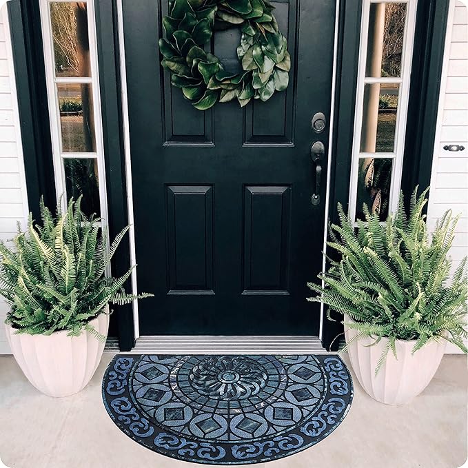 ubdyo Warm Stylish Front Door Mat - Low Pile Front Door Mat Outside Entrance - Muddy Dirt Trapping Welcome Matt Outdoor - Rubber Backing Anti Slip Indoor Doormat Entrance - Large 23" 'x 36"