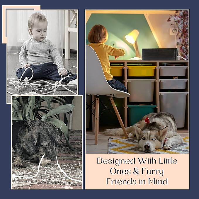 Large Cable Management Box - Cable Organizer Box and Power Strip Box for Electrical Cord Management - Hide Desk Cord and Floor Cables - Wire Storage and Organization for Cords