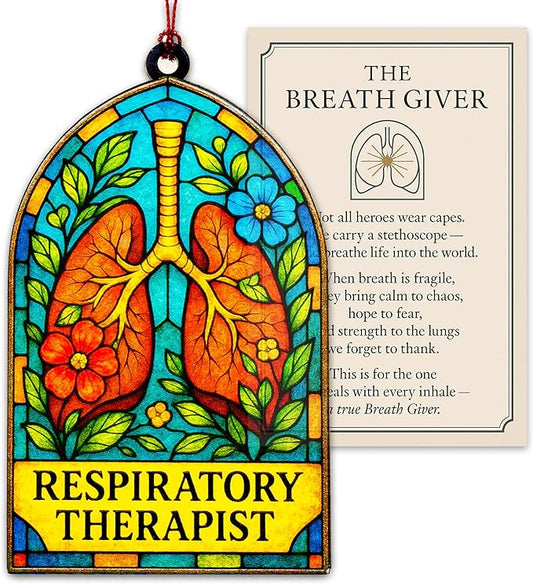 Respiratory therapist gifts, respiratory therapist accessories, Retirement, Lung Appreciation, Christmas ornament 2025, Suncatcher Effect stained glass window hanging, car hanging accessories
