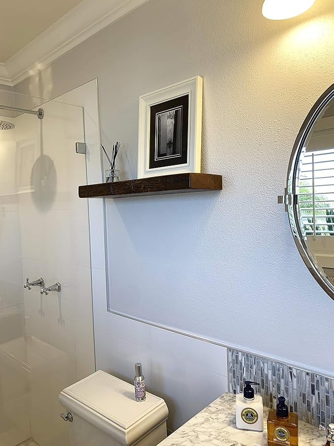 joelsantiques 36 Inch Wooden Floating Shelves for Wall - 36x6x2 in - Made of Natural Wood - Long Heavy Duty Rustic Wall Shelves for Bedroom - Perfect for Living Room, Kitchen - Medium Brown