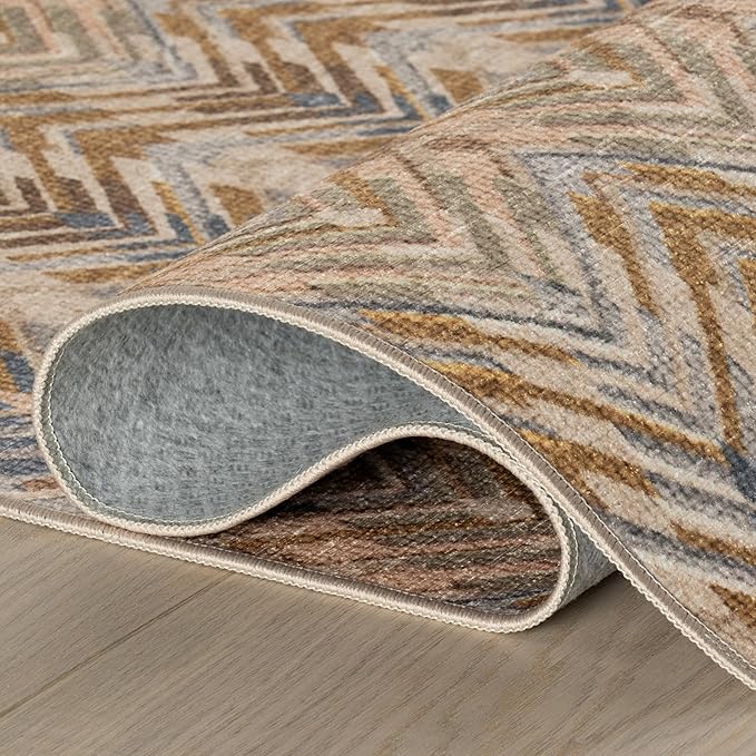 Dash & Albert Seneca Natural Machine Washable Rug, 9.5 X 13.5 Feet, Tan Geometric Pattern