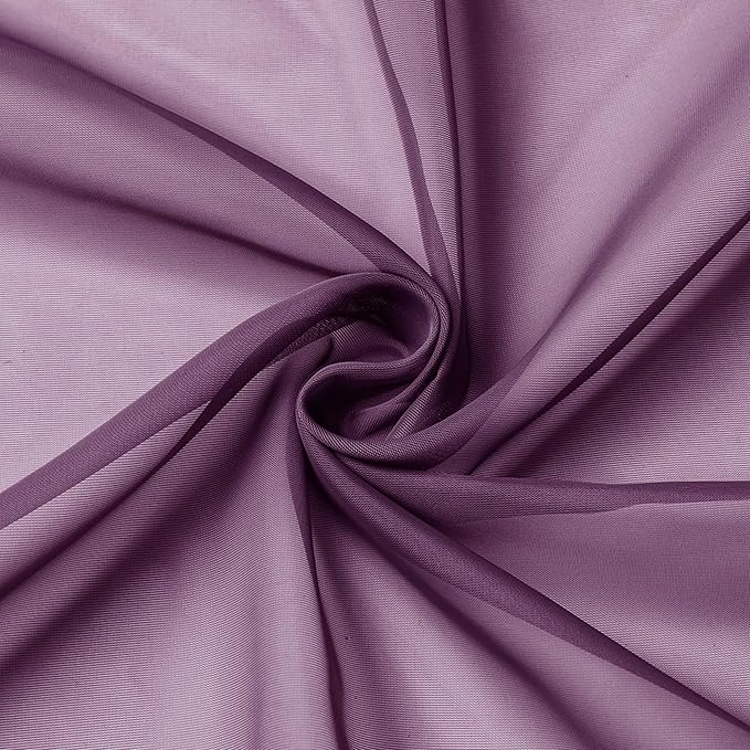 Aiyufeng Plum Purple Sheer Curtains 96 Inches Long 2 Panels, Solid Voile Top Dual Rod Pockets Stylish Breathable Drapes Window Treatment for Kid's Room/Bedroom/Living Room, 42W x 96L inches