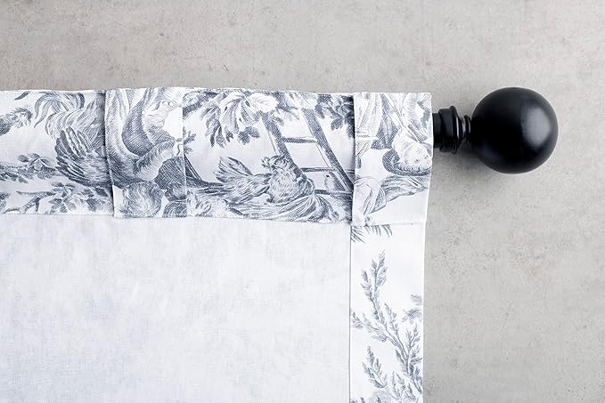 Maison d' Hermine Curtains for Living Room 100% Cotton 96 inch Length Two Panels Light Filtering Toile Curtains with Rod and Loop Pockets (The Miller Paloma Gray (White Background), 50" W x 96" L)