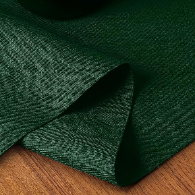 D'Moksha Homes Linen Table Runner 48 Inches - 100% Pure Linen Forest Green Table Runner 14 x 48 Inch for Coffee Tables, Dresser, Fall, Autumn and Halloween - Machine Washable