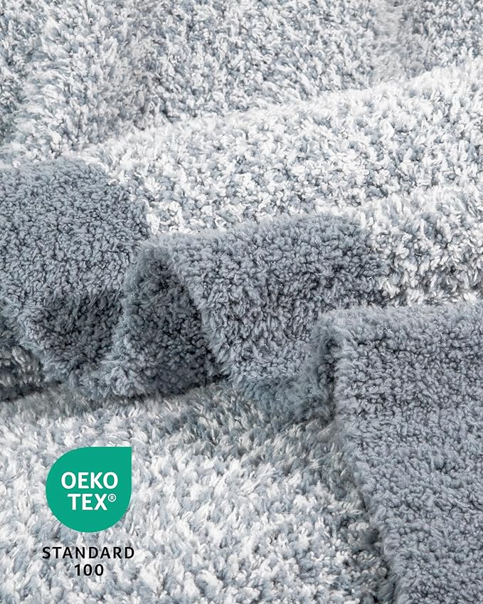 Super Soft Throw Blanket 60 x 80 Inches, Half-Side Plush Fuzzy Blanket for Couch, Sofa, Bed & Chair, Warm Cozy Lightweight Knit Blanket for Fall & Winter Blue