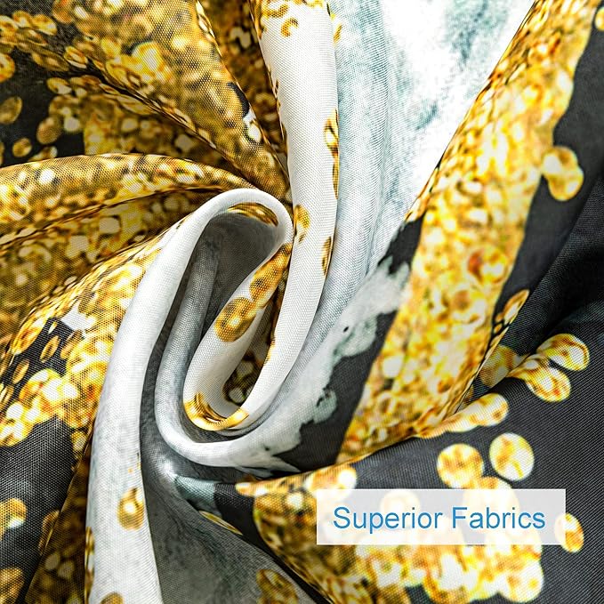 Marble Shower Curtain, Black and White Shower Curtain Set with 12 Hooks, Abstract Luxury Black Marble Shower Curtain with Gold Veins Texture for Bathroom, Waterproof Fabric, 72" W X 72" L